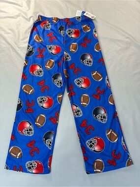 Size 10/12 Blue Football & Helmet Print Kids Pajama Pants with red 34